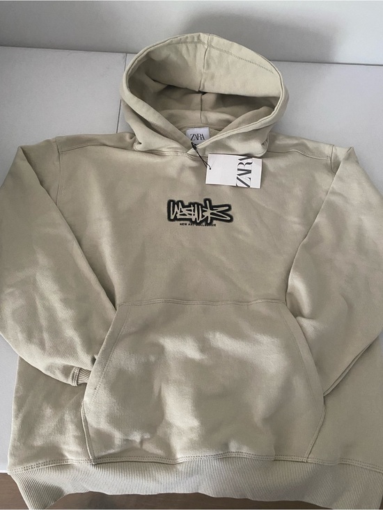 Zara Other - Zara youth Light Beige pullover Hoodie with Black Logo
